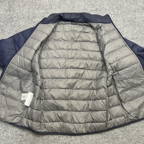 Eddie Bauer Down Puffer Jacket Mens Small Navy Full Zip Lightweight Packable - Picture 4 of 9